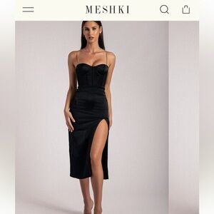 NWT Meshki Talisa Chain Corset Black Midi Dress Size M